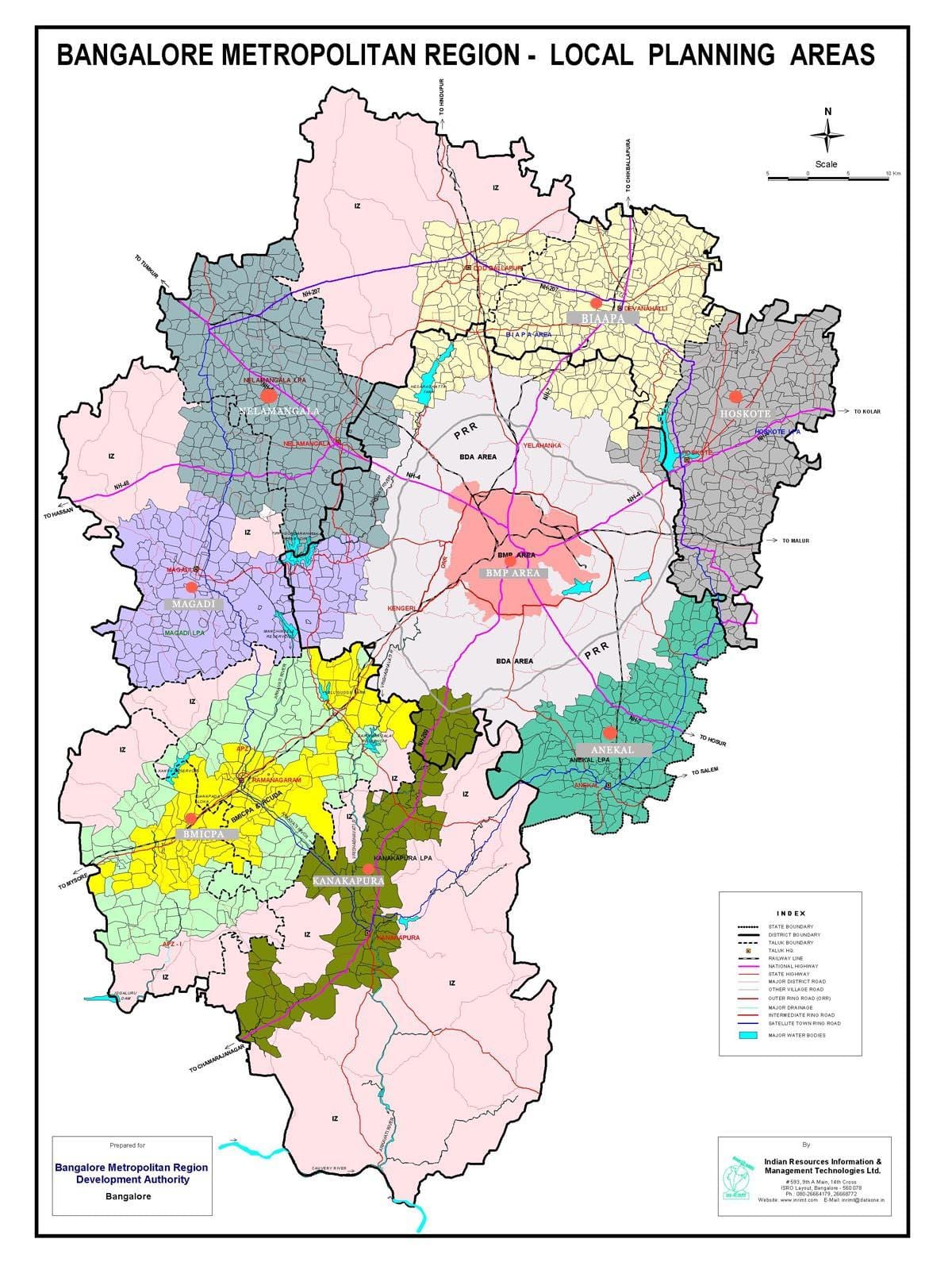 Alanları ile Bangalore haritası