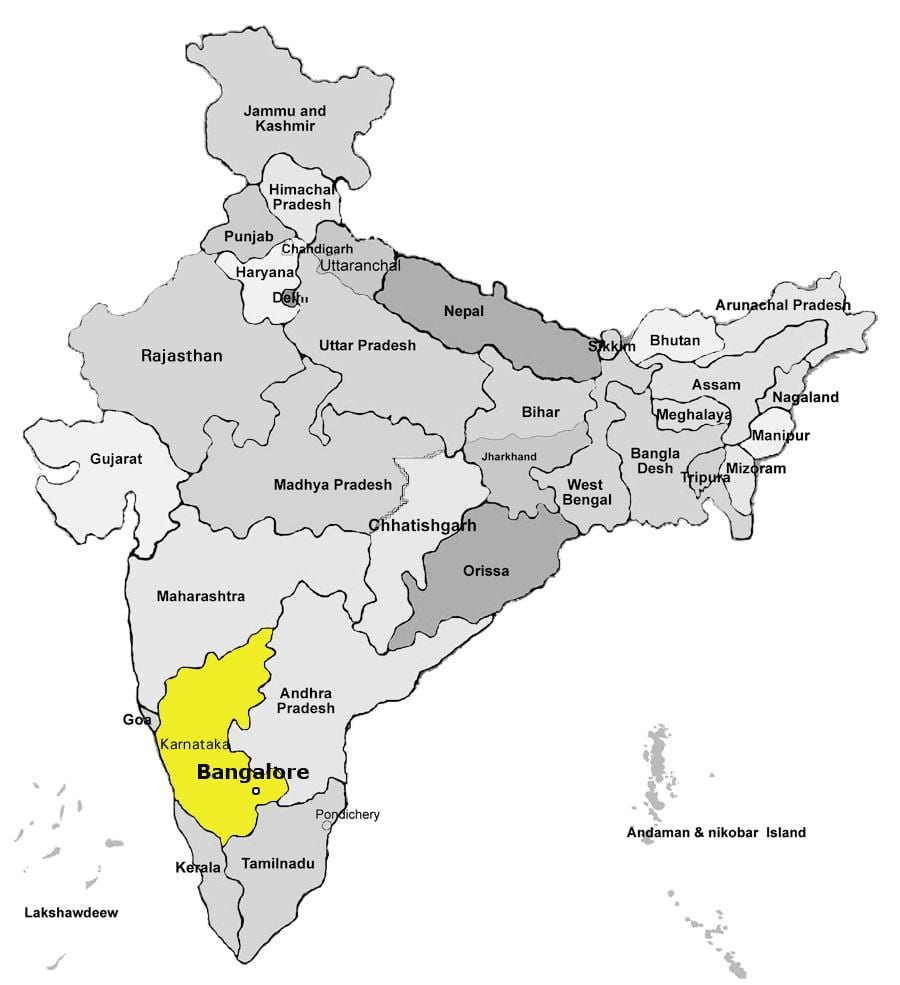 Bangalore Hindistan haritası